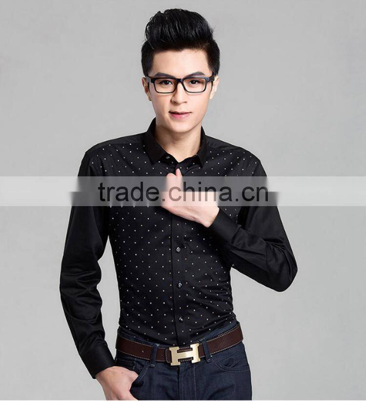 men fashion slim fit long sleeve print causal shirts