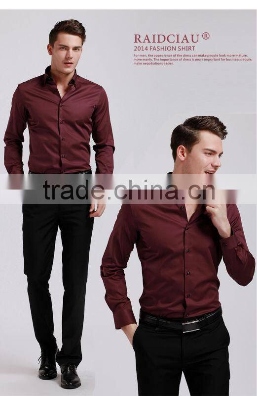 Yiwu manufacturer long sleeve burgundy men dress shirts