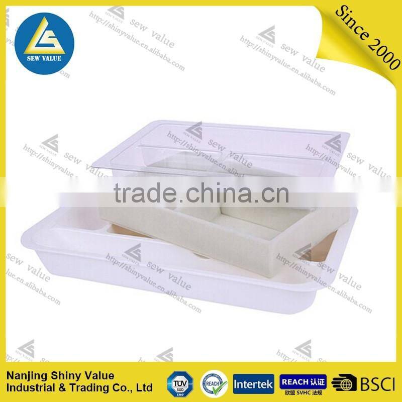 Rural style fabric covered sewing basket made by hand