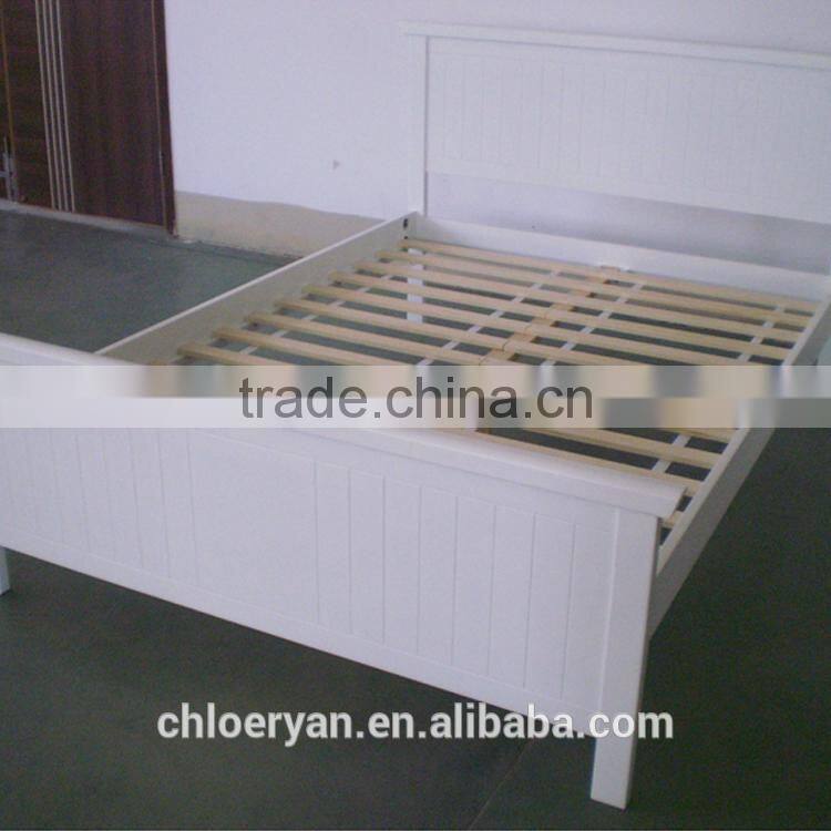 Simple designs Natural solid wood, New Zealand Pine solid wooden double bed for bedroom