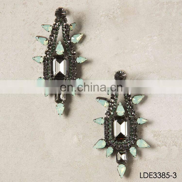 square beryl gold plated earrings finding clip