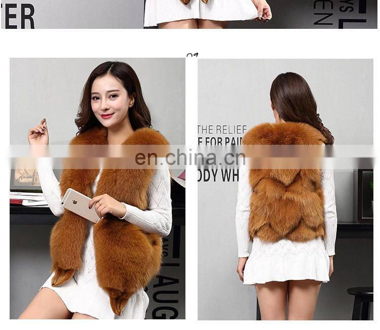 2017 Fashionable Women Real Fur Sleeveless Coat Women Genuine Fox Fur Vest
