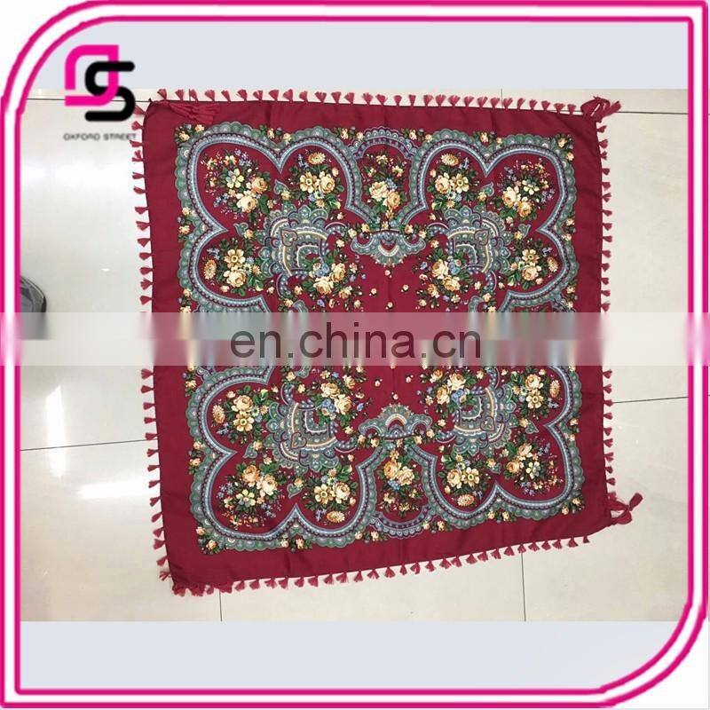 New design hot sale custom printed women long scarf with tassels