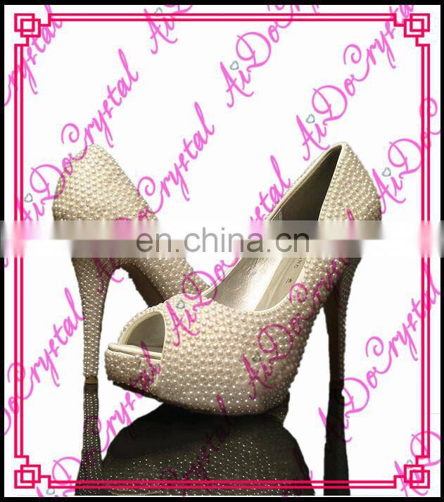 Aidocrystal white with black pearl peep toe high heels,summer sandal shoes women