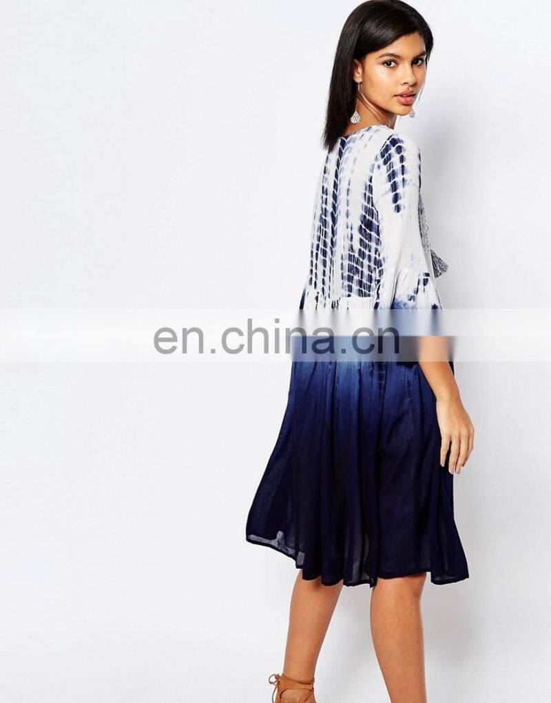 2016 OEM cotton prints women dresses latest summer women causal dress