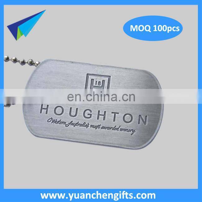 2016 Cheap raised metal aluminum dog tags with ball chains