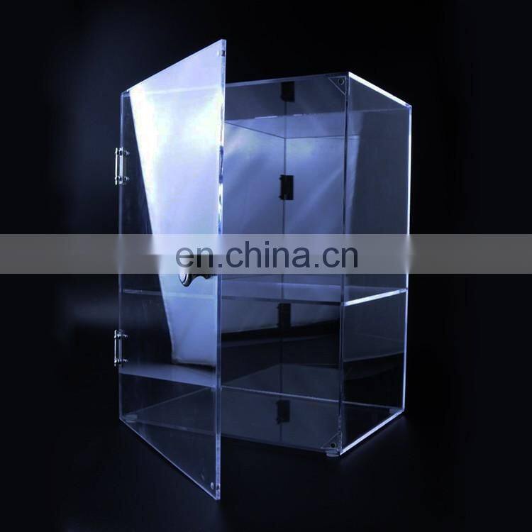 High clear 2 layer acrylic cosmetic display cabinet with door