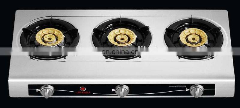sales hot 3 brass burner commercial gas stove with stainless steel surface