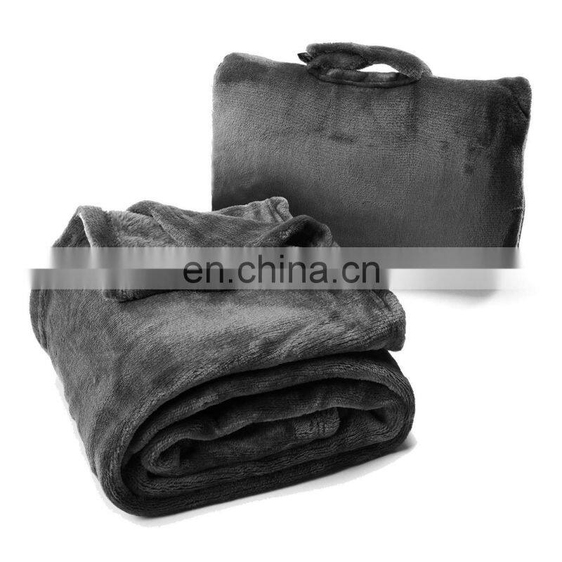 2 in 1 custom soft flannel custom travel blanket air doubles as lumbar pillow and neck support pillow mink blanket throw