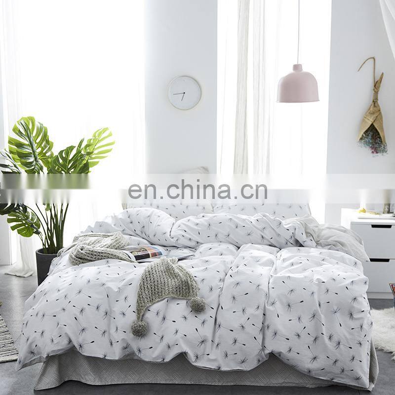 i@home Nordic version cotton high quality linen bed sheets sets duvet cover with dandelion delicate pattern for living room