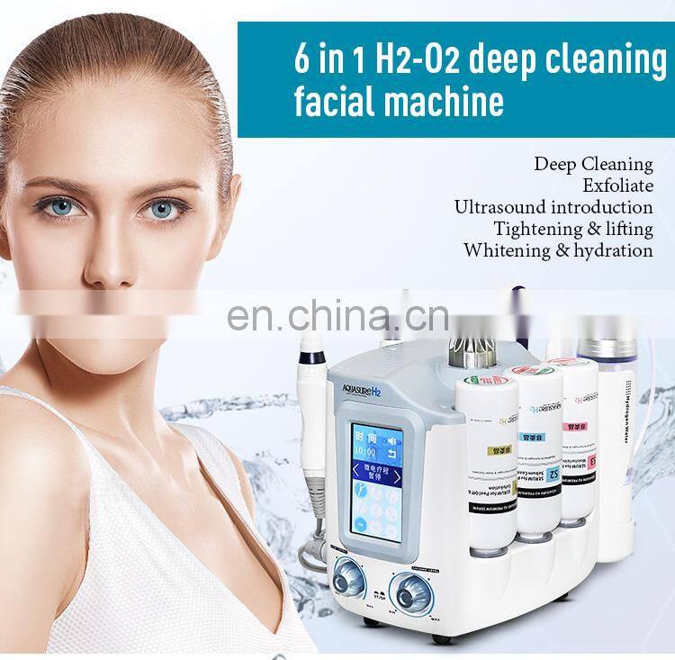 2019 Newest Facial Ultrasonic 6 In 1 Aquasure H2 O2 Water Aqua Dermabrasion Machine