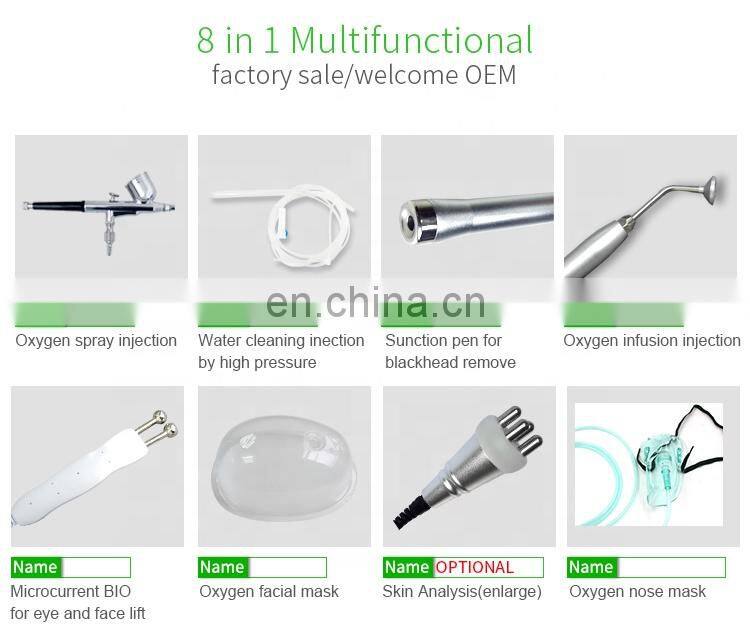 8 in 1 Water Oxygen Jet Facial Hyperbaric oxygen facial machine BIO mask with skin analyzer