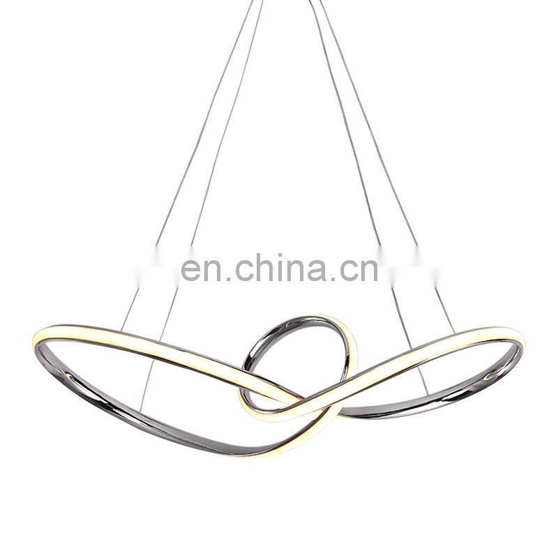 Simple silver dining chandelier custom chrome glossy decorative pendant light