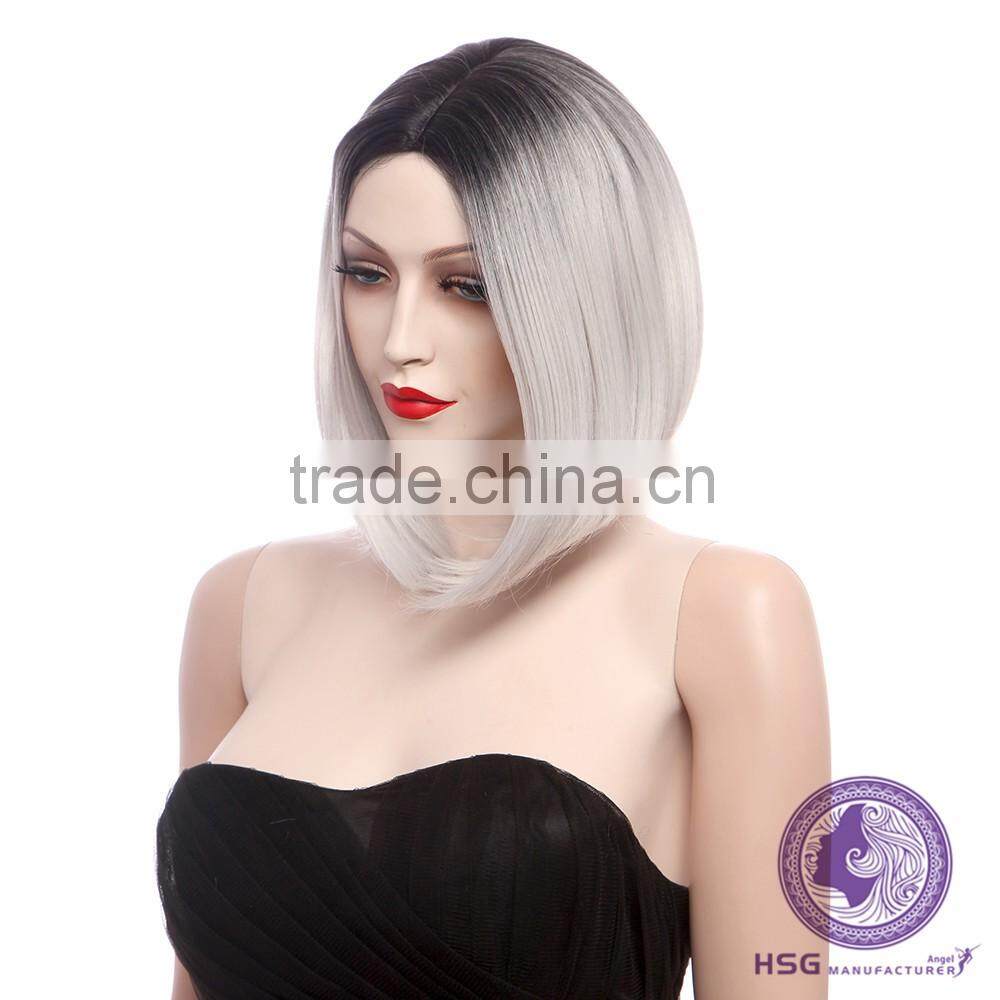 new fashion wig fashion grandma gray Bob wig