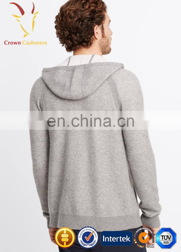 Cashmere Men Casual Hooded Knitted Cardigan Sweater