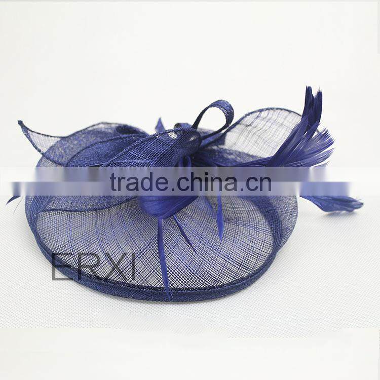 100% Sinamay Fabric Feather Fascinator Church hat
