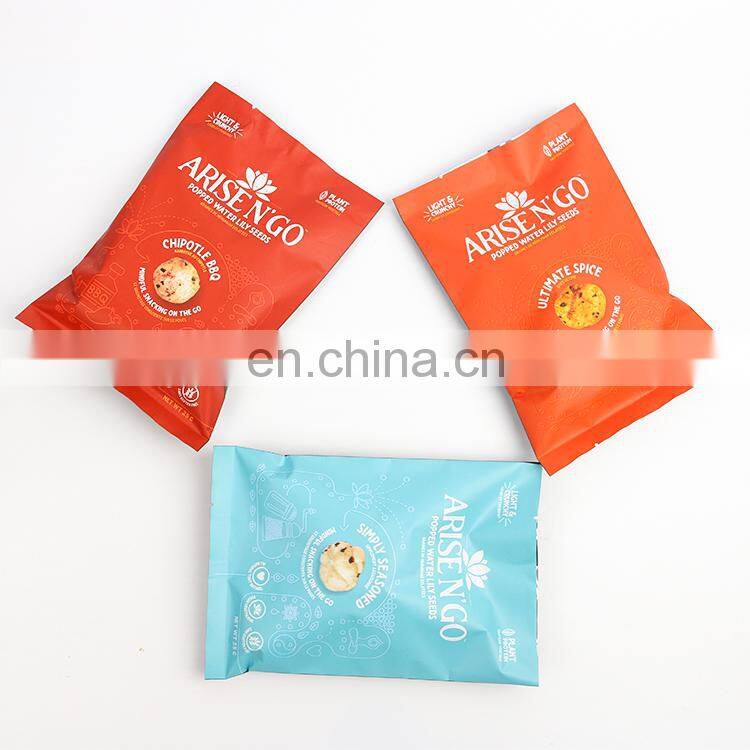 Custom printed snack puffs food popcorn potato chips packaging bag metallic foil coated popcorn bags