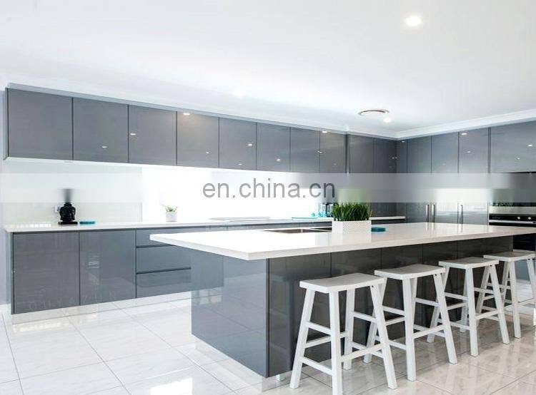 Modern Grey High Gloss Acrylic Kitchen Furniture Set Black Kitchen Designs Modular Kitchen Cabinet