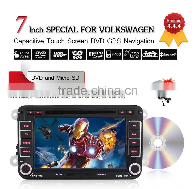 2 Din Car DVD Player for Volkswagen Android 4.4.4 OS RADIO+WIFI/3G+Torque OBD2+CANBUS+GPS+BT+AUX in/out+USB/SD+Two USB+SWC Playe