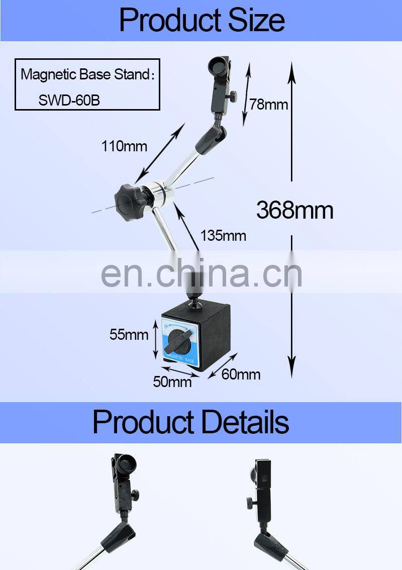 SHAHE SWD-60B Flexible Magnetic Base Holder For Digital Dial Indicator Magnetic Force 60KG Magnetic Base Stand