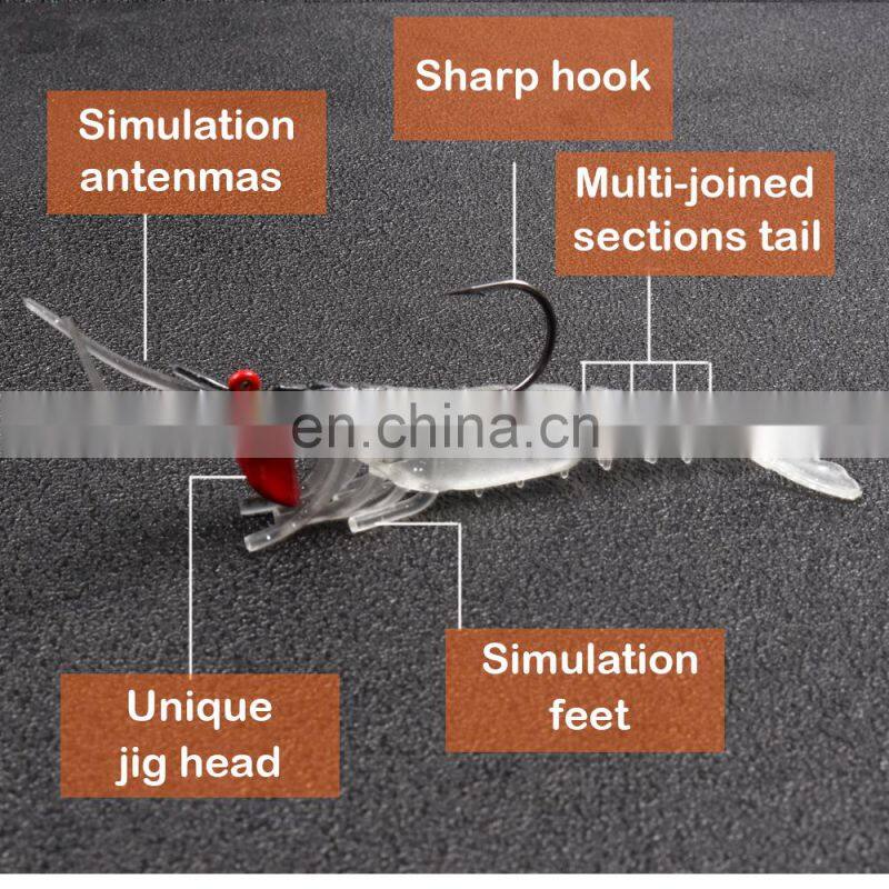 JOHNCOO Wholesale In Stock 9cm 10g Soft Lure Soft Baits Lead Hook Shrimp Soft Fishing Lures