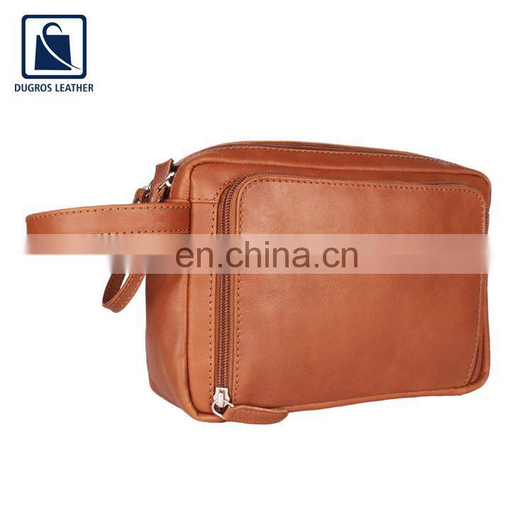 Zipper Closure Type Fashion Style Modern Design Unisex Genuine Leather Toiletry Bag at Wholesale Price