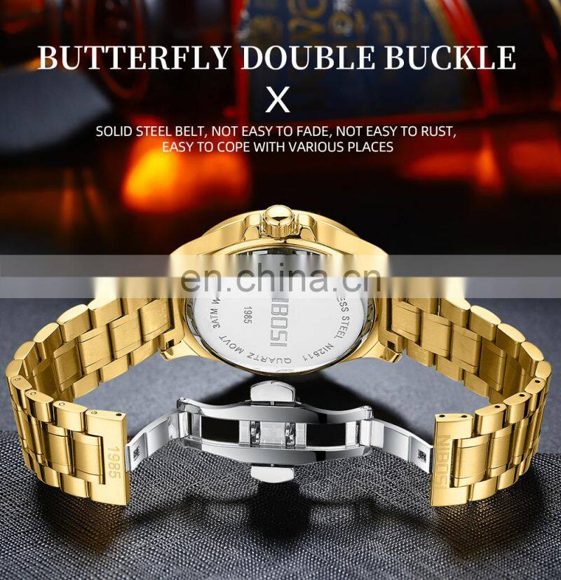 NIBOSI Fashion Luxury Men Watches Top Brand Luxury Quartz Wristwatch Sport Waterproof Chronograph Male Clock Relogio Masculino