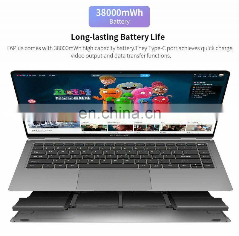 Teclast F6 Plus Laptop 13.3" IPS 360 Rotating Touch Screen Intel Gemini Lake N4100 Quad Core 8GB RAM 256GB SSD Win10 Notebook PC