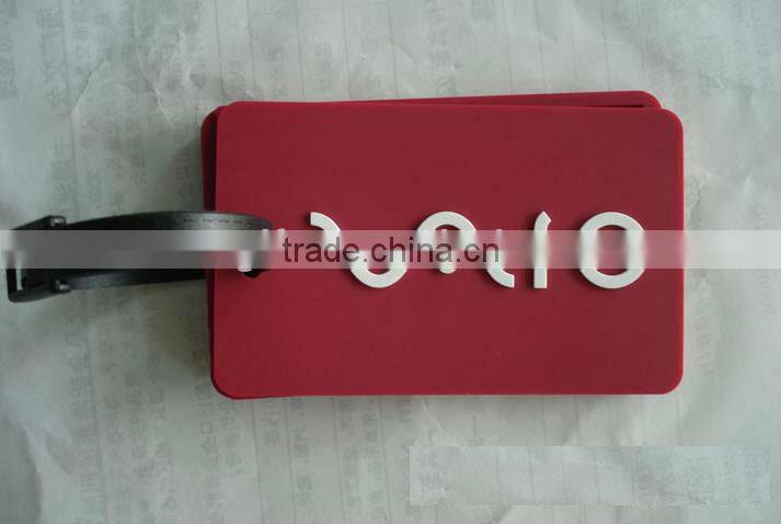 luggage Tag with insert name card, 2D embossed silicone luggage tags