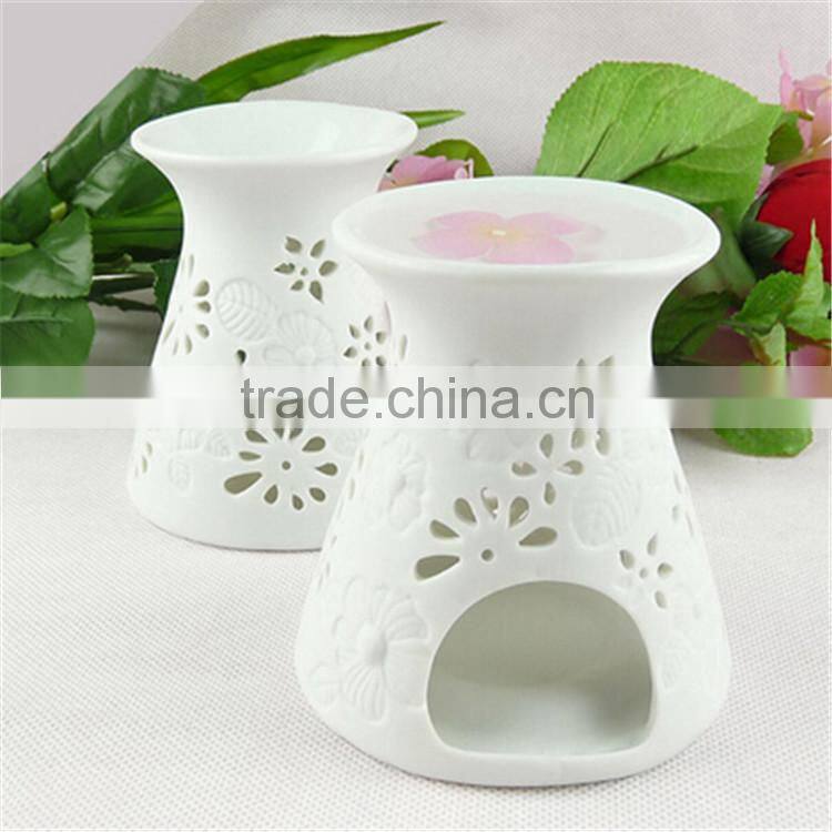 China Round Ceramic Candle Burner / Tart Oil Warmer Pure White Aroma Diffuser/Payment protection candle holder