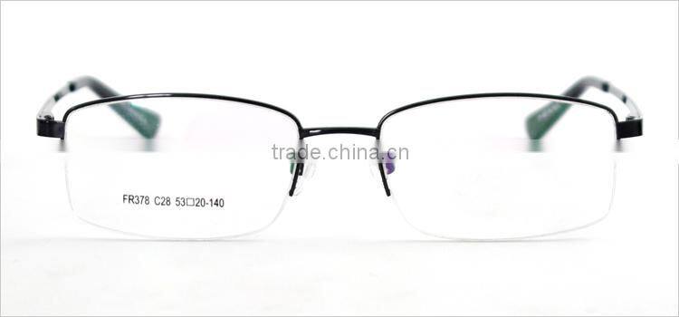 Fashion metal material half-rim 2014 latest design optical spectacle eyewear frames for men with spring hinge