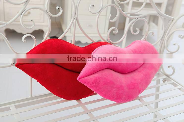 newest pink and red sex interesting lip shaped pillow