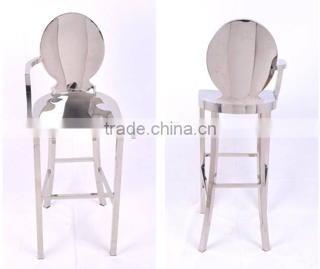 Modern stainless steel handrails 4 legs bar chair