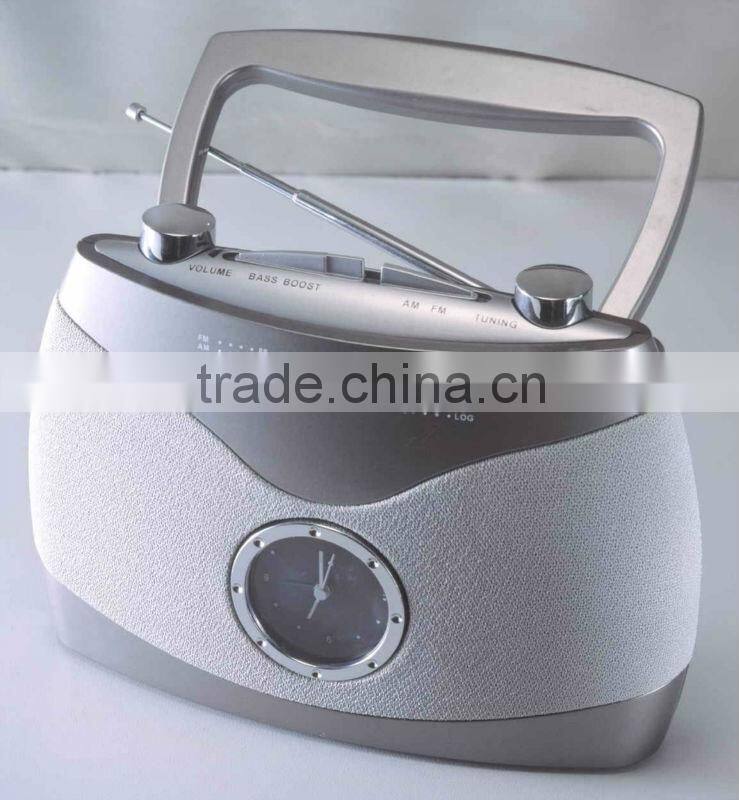Double speaker portable AM/FM Radio with bass boost