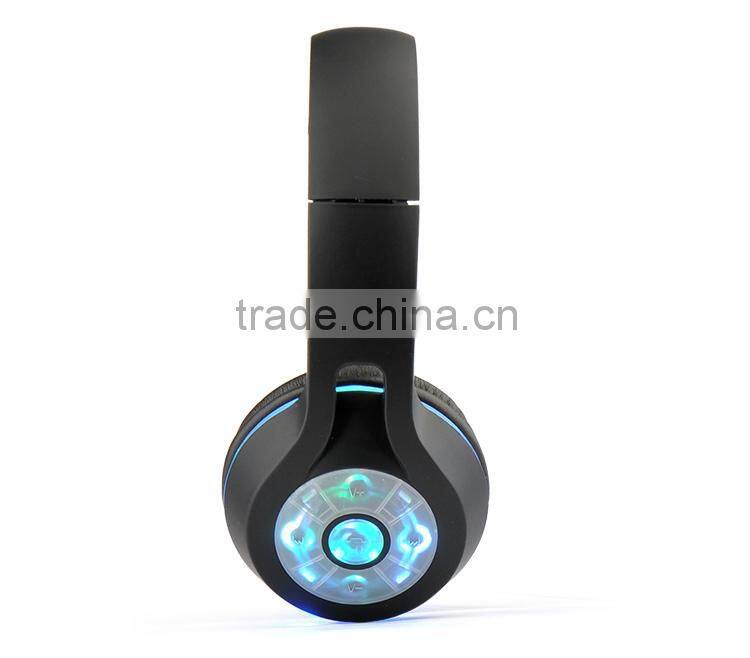LED Over Head Earphone Wireless Bluetooth Headsets with microphone micro Flashing LED lights