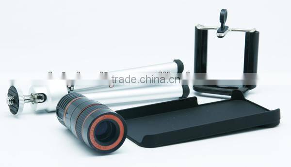 12X Zoom Telescope Phone Camera Lens Kit Tripod Case for Apple iPhone 4 4S 4G