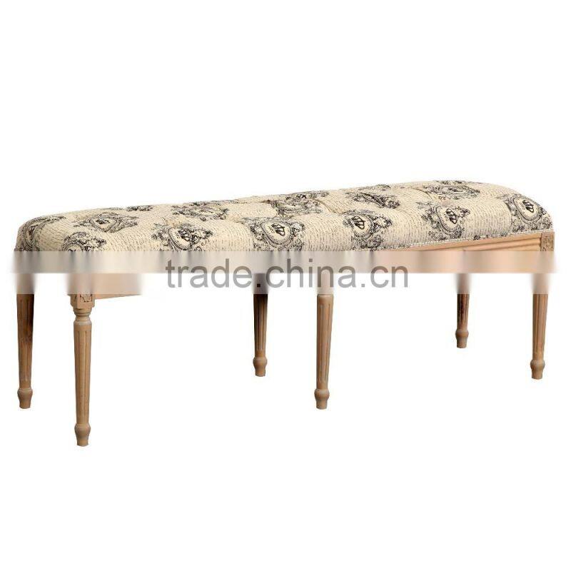 French European Style Fabric Stool Antique Bed End Ottoman