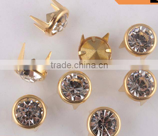 Sedex Audited Factory 2 Pillar Metal Rhinestone nail Prong Studs