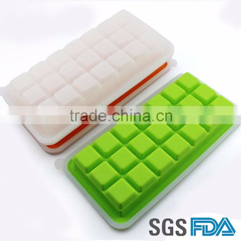 FDA&SGS Safe Food Grade High Quality Silicone Ice Tray With Lid