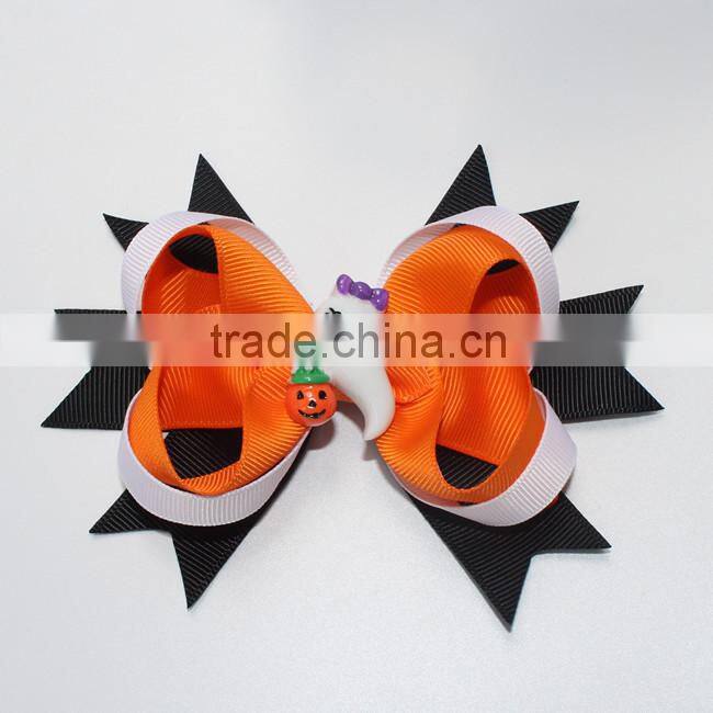 2015 children Halloween Hair Bow boutique Hair Bow accessory large thanks giving Bow With Clip CB-3380