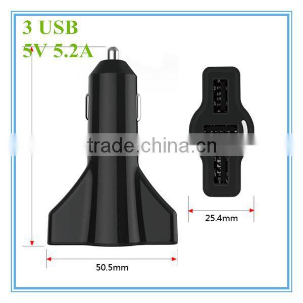 hot sale oem white and black blue led 5v 5.2a 3 port bulk usb charger