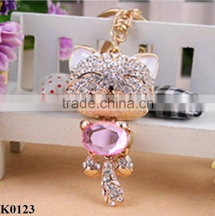 Crystal Handmade Bear Keychains Keyring Fashion bag charm Key Chains Holder Souvenir Key Chain women handbag Jewelry K0123