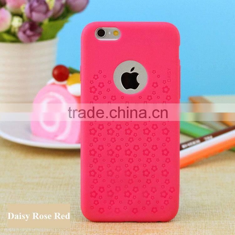 Ultra Thin Soft TPU Material with Cherry and Daisy Emboss Pattern Multi Color 360 Protective Back Cover for Iphone6 6plus