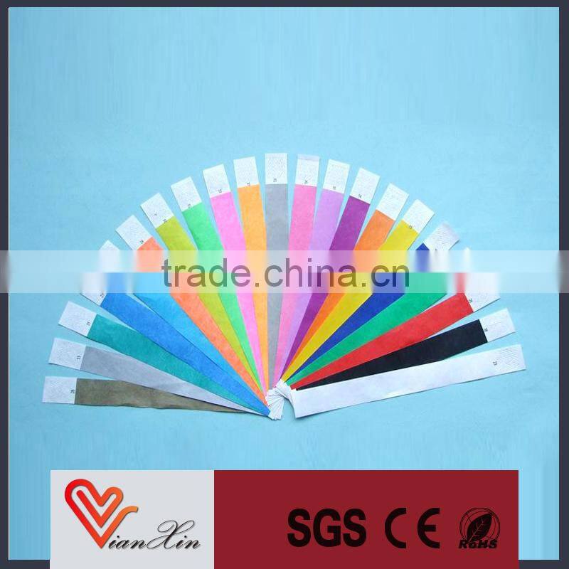 Stretch and tear resistant disposable paper tyvek wristbands