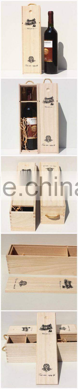Unfinished Single Pine Wood Wine Gift Box