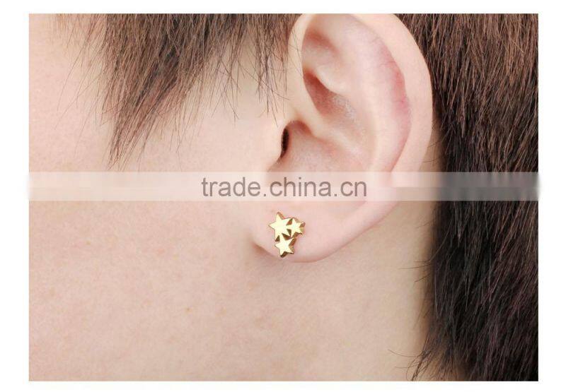 2016 latest simple design ginger snap jewelry button star saudi gold jewelry earring