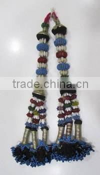 Vintage Designer Hand Embroidered Beaded Banjara Tassel Tribal Old Key Chain