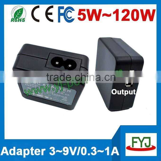 Fashionable 5v 0.5a usb power adapter 230v with C8 socket input 100 ~ 240V