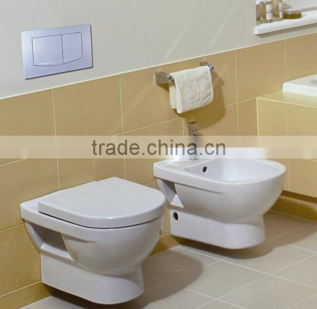 Push button for mechanical slim concealed flushing cistern for wall-hung WC toilet