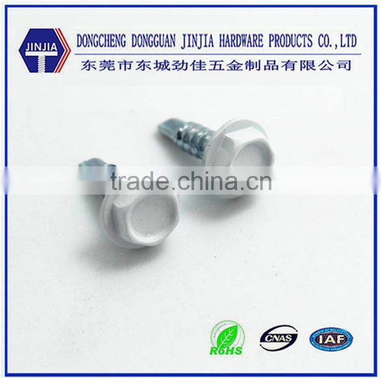 m3.5-20X13mm wafer hex head self drilling screws blue znic plated with white glue on head